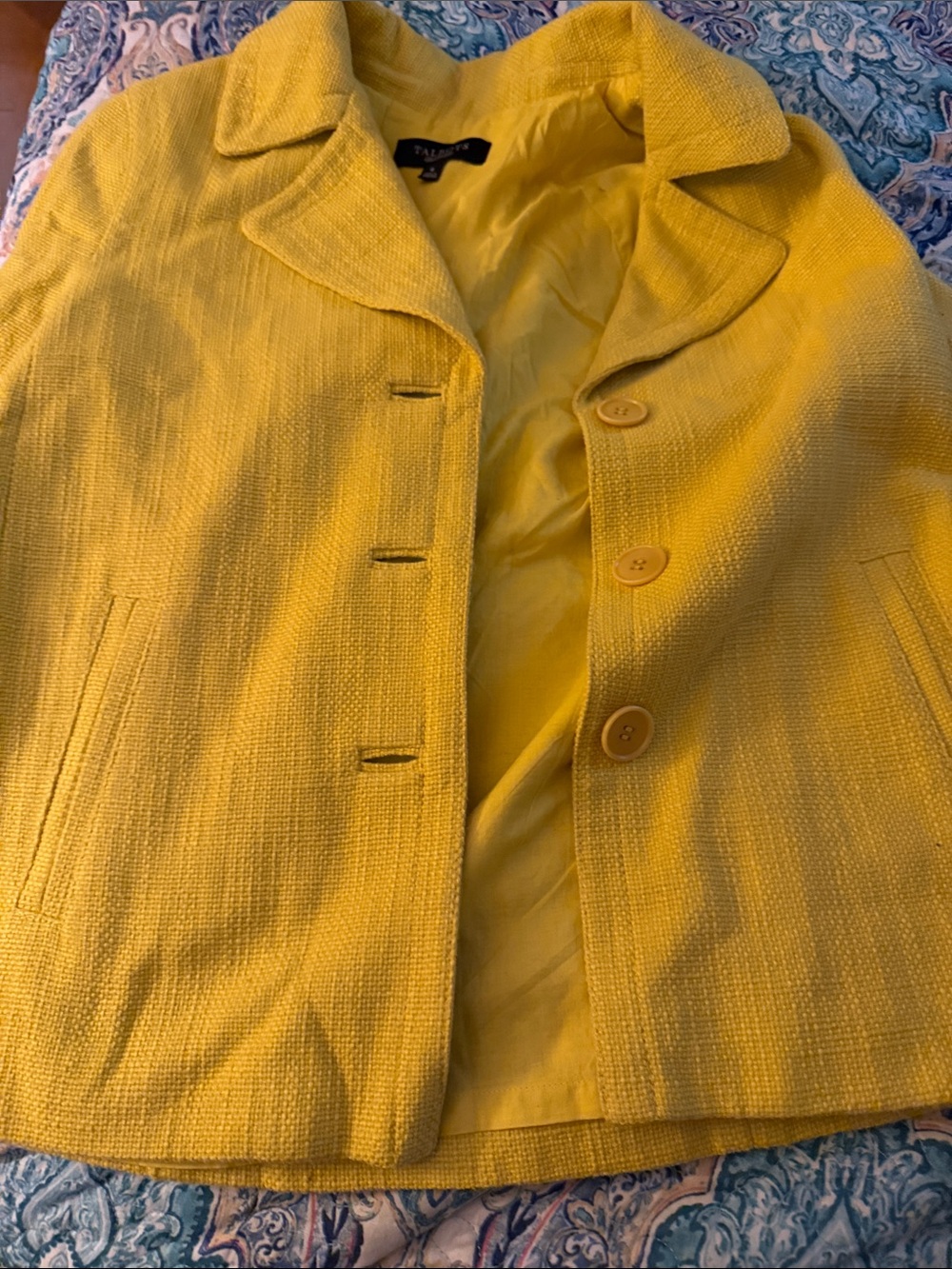 Talbots Bright Yellow Textured Button-Front Jacket